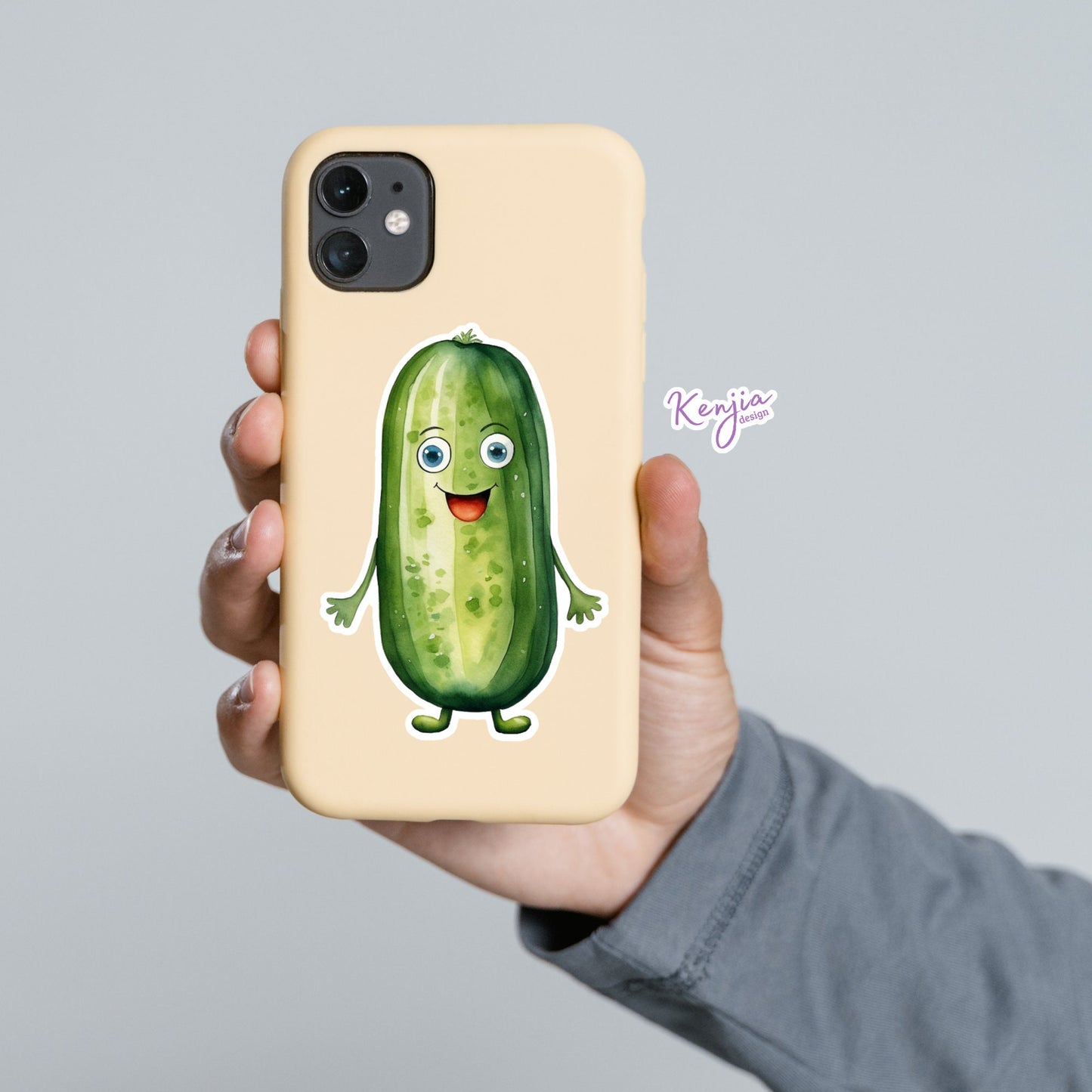 Cute handmade Pickle Sticker and Magnet, Watercolor Style, Waterproof Vinyl for gift, planner, book, laptop stickers