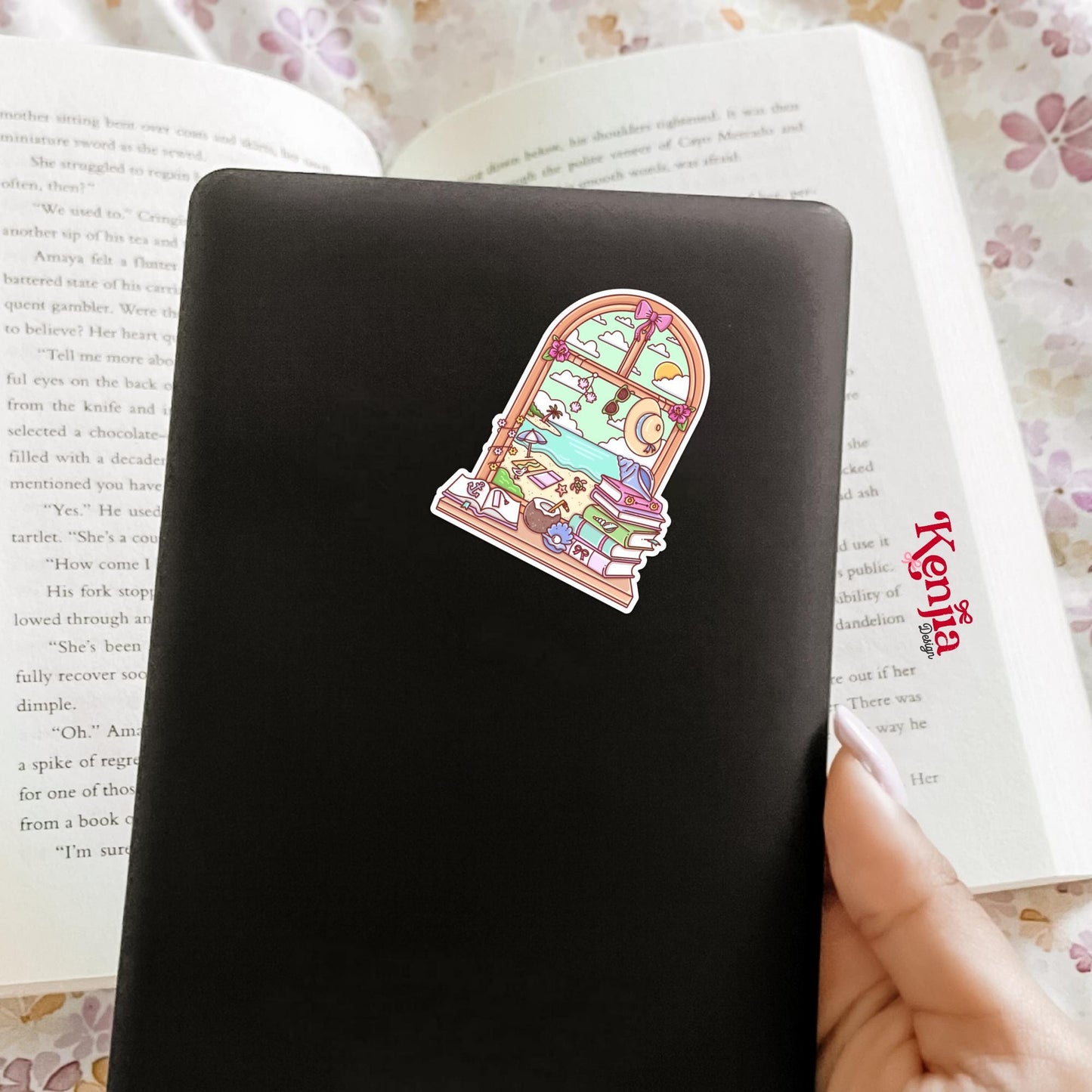 Reading Beach Window Sticker / Summer Beach Stickers / Book stickers / Booktok / Kindle Stickers / Book Lover Gift / Bookish Merch