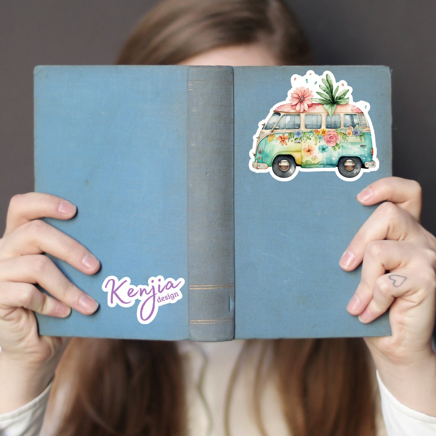 Cute Handmade Camper Sticker and Magnet with watercolor effect, Waterproof Vinyl Sticker for gift, planner, book, laptop stickers