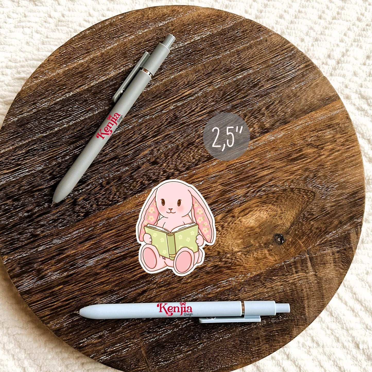 Cute Bunny Reading Sticker / Book Lover Sticker / Kawaii Rabbit Sticker / Cozy Reader Gift / Pastel Animal Aesthetic Sticker
