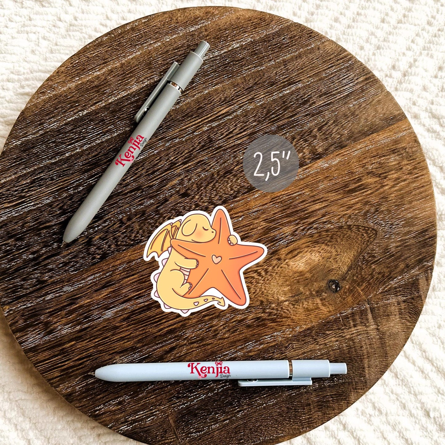 Cute Orange Dragon Sticker / Baby Dragon Lover Gift / Bookish sticker / Fantasy Readers / Summer Seashell / Beach Vibe / Coastal Sea Life