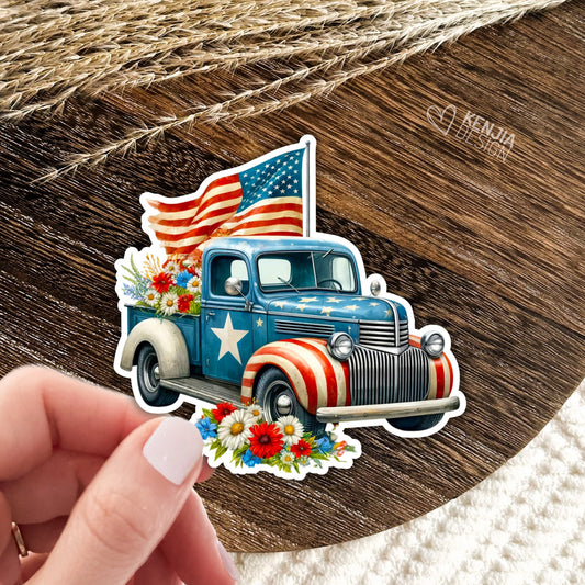 Patriotic Vintage Truck Stickers / American Flag / Cute Floral Decals / USA Stickers / Constitution Veteran Army