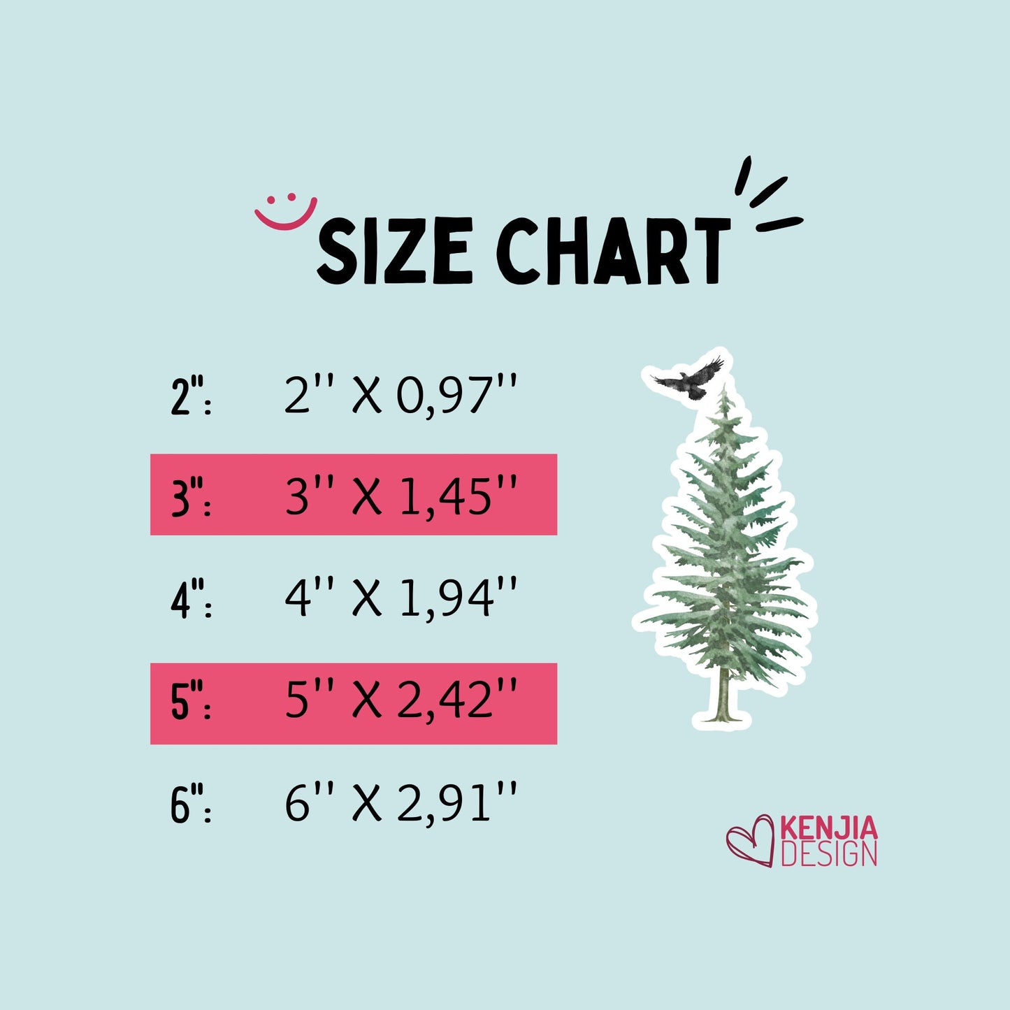 Cute Pine Tree Stickers and Fridge Magnets with black eagle |  Waterproof Sticker for Planner Laptop Water Bottle kindle
