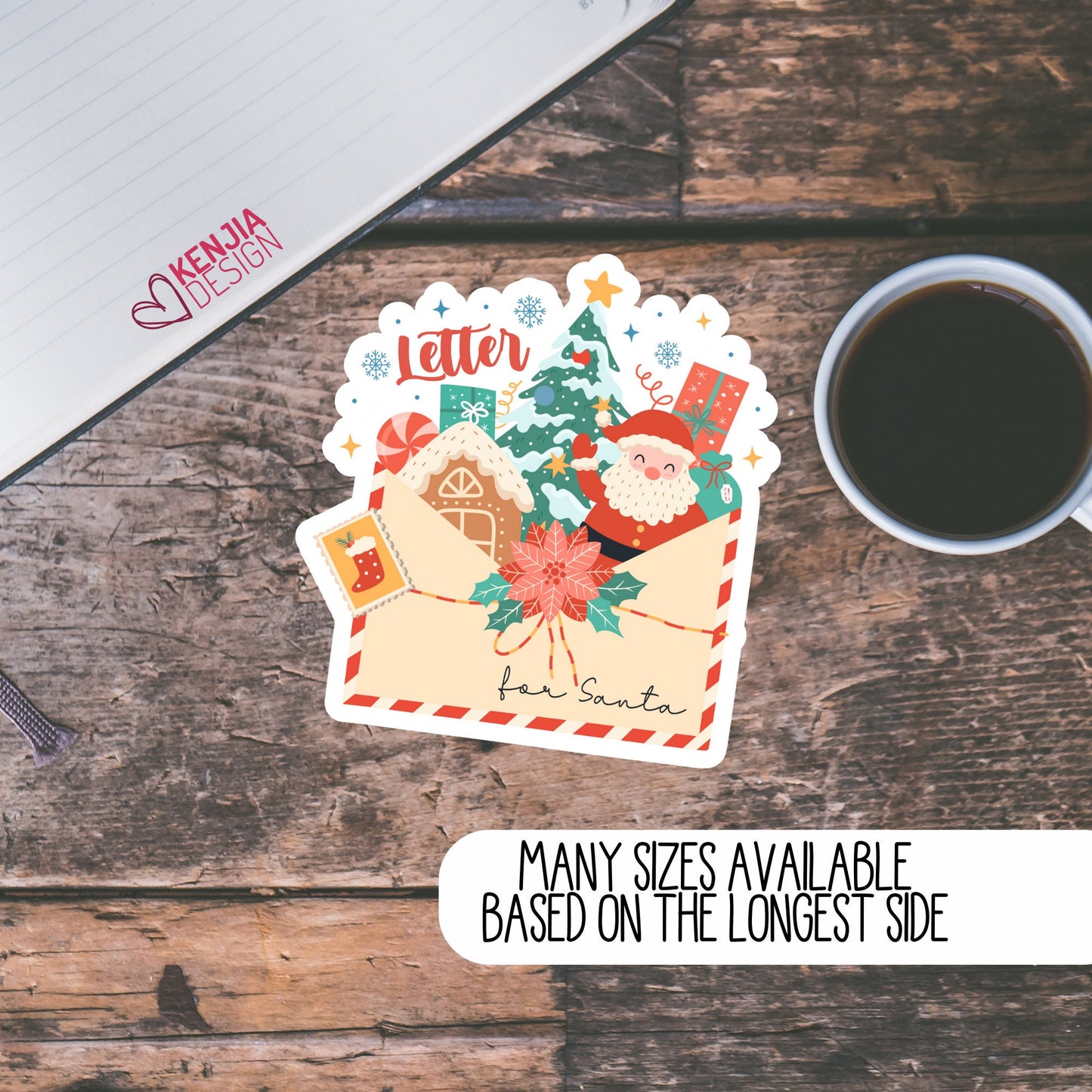 Cute Funny Letter for Santa Stickers  | Holiday Gifts Sticker for Planner Laptop Water Bottle, Kindle, Gift Card, Fridge Magnet