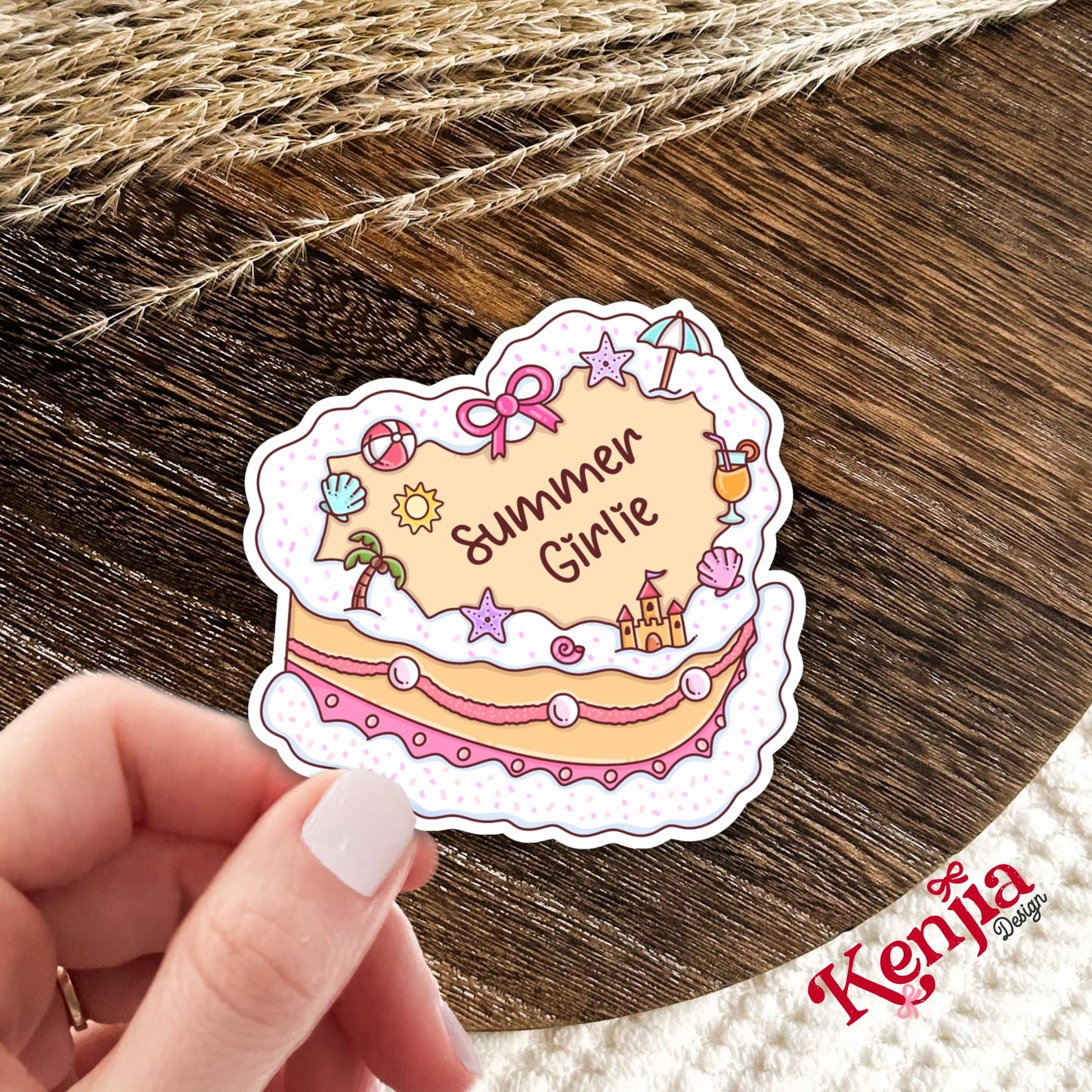 Summer Girlie / Coquette Summer Vibes Sticker / Vacation Vibes / Beach Babe Gift / Tropical Sticker / Preppy Sticker