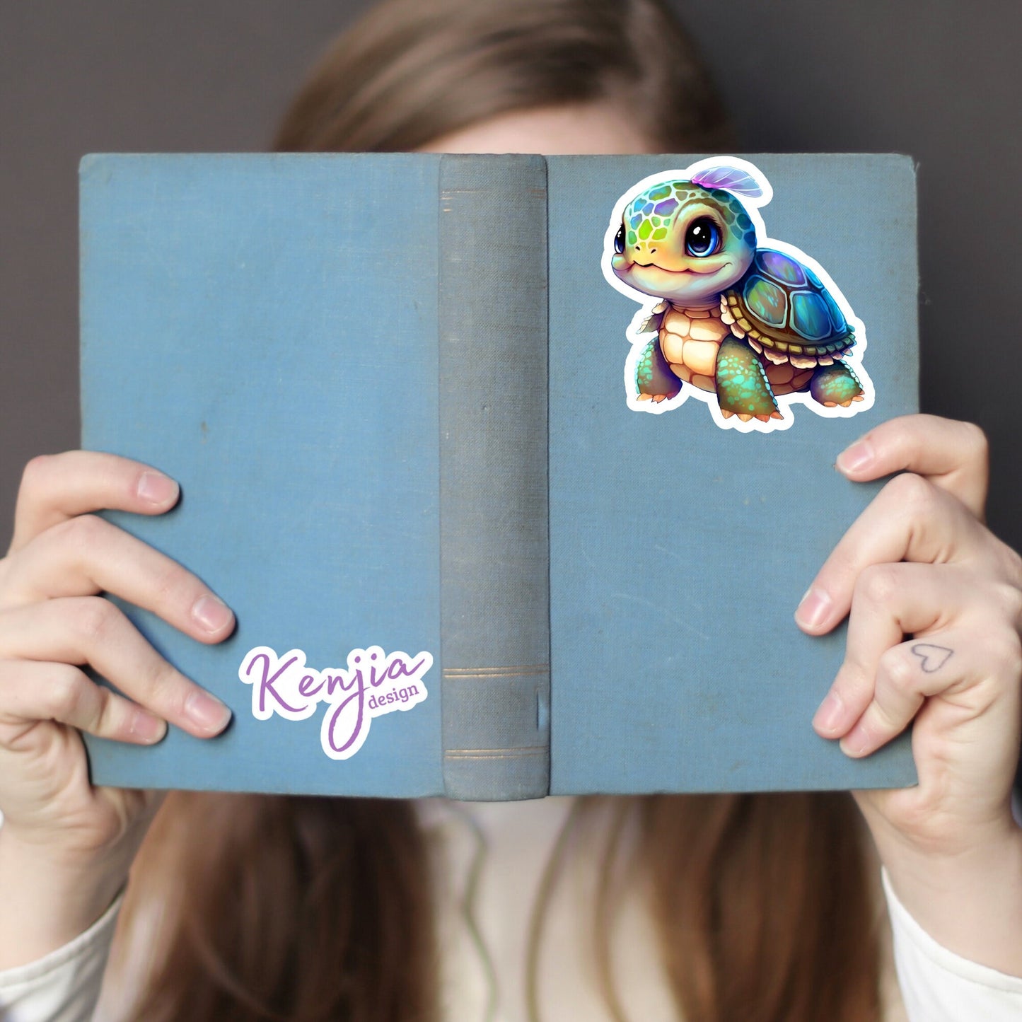 Baby Turtle Sticker with watercolor effect, Handmade Waterproof and Dishwasher Safe cute Vinyl Sticker for gift, planner, book and laptop