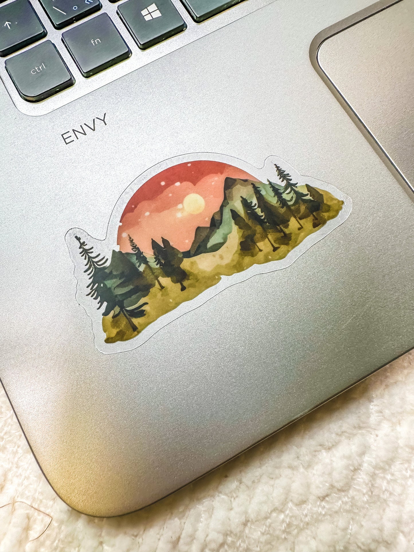 TRANSPARENT STICKERS Cute Lanscape Mountains Clear Stickers, Watercolor effect, Waterproof Vinyl Sticker for gift, planner, book, laptop
