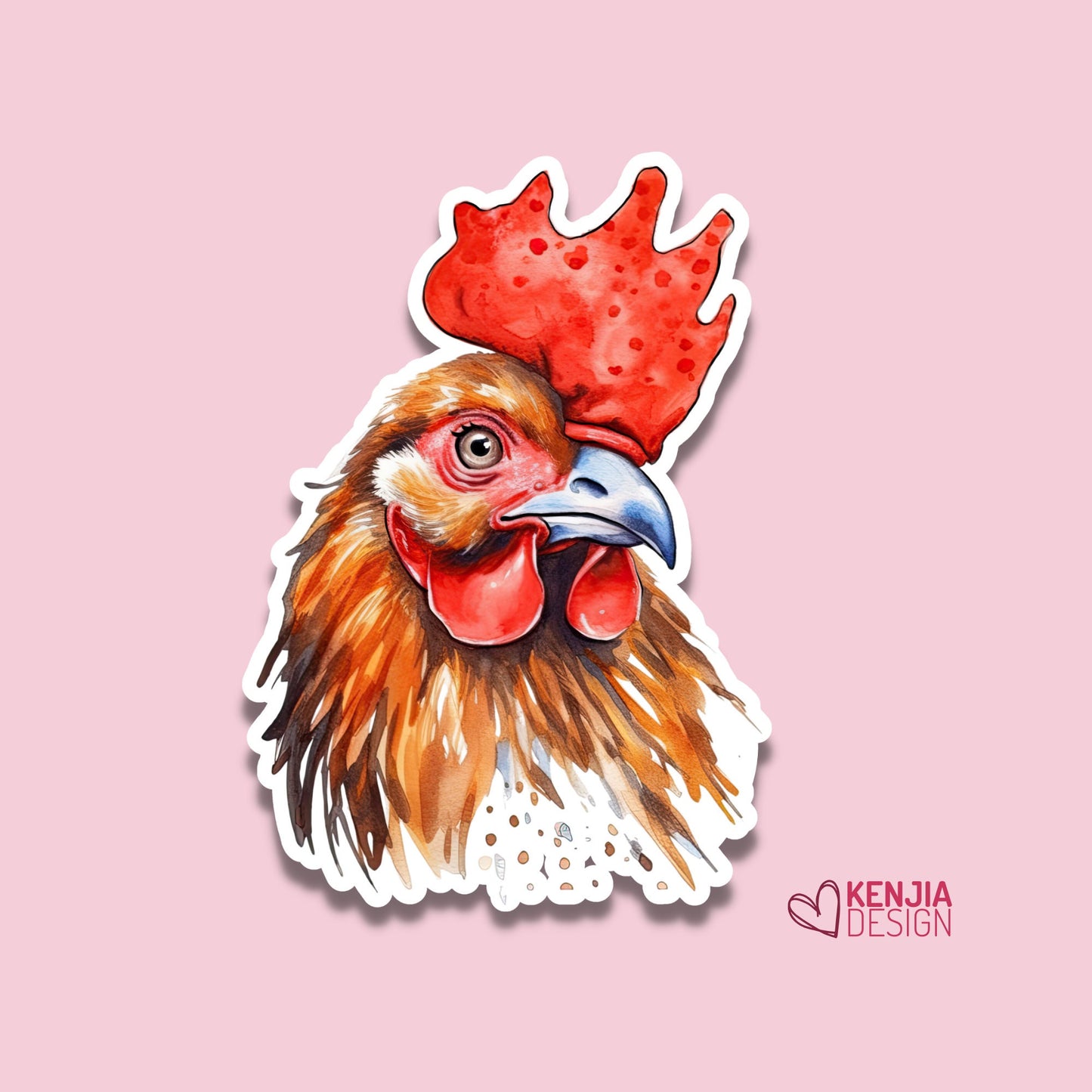 Cute Funny Rooster Chicken Stickers  | Watercolor Waterproof Sticker Farm for Planner Kindle Laptop Water Bottle Fridge Magnet