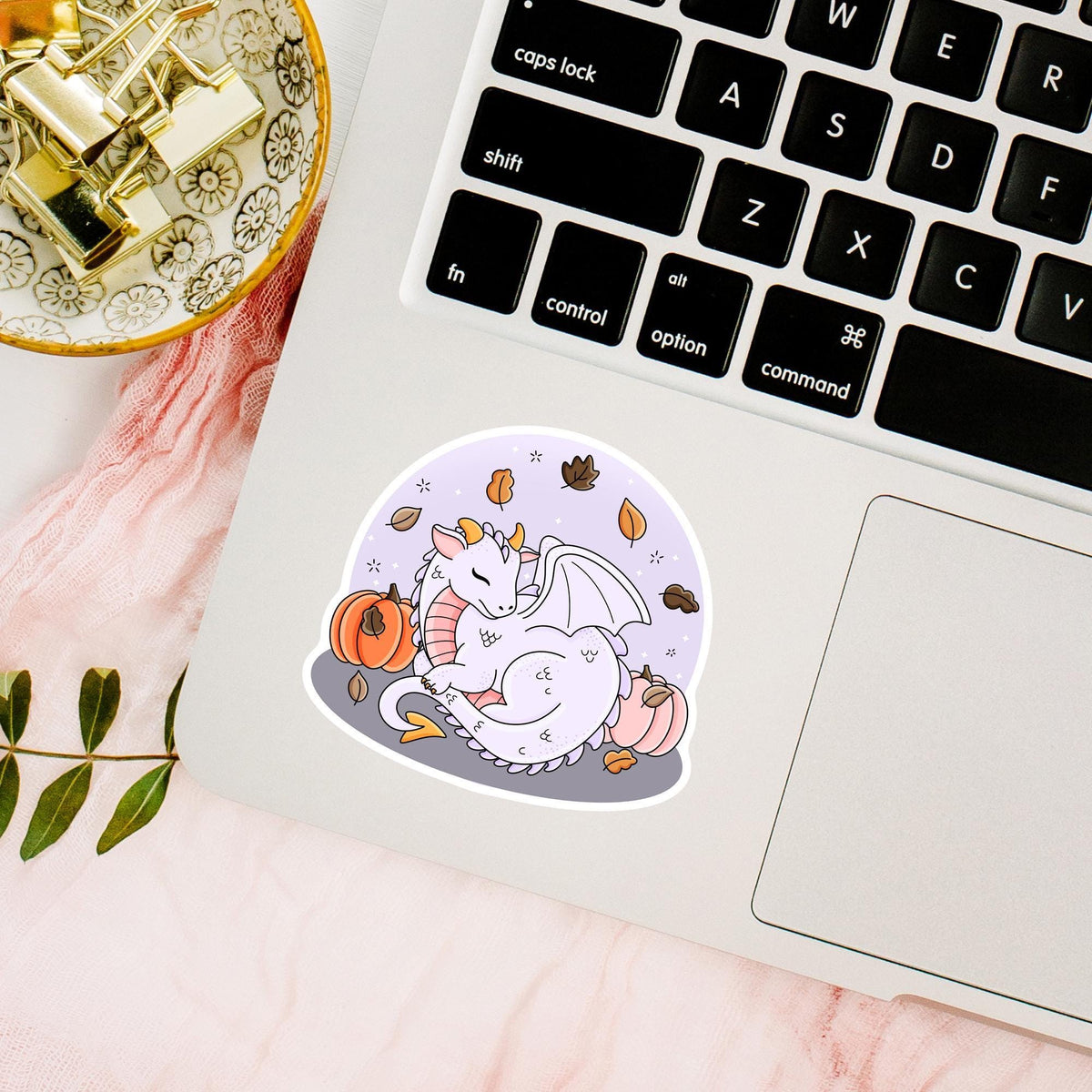 Autumn Dragon Pumpkin Sticker / Fantasy Fall Gift / Dragon Lover Gift / Halloween Dragon Decal / Cute Fantasy Sticker / Fall Dragon Lover
