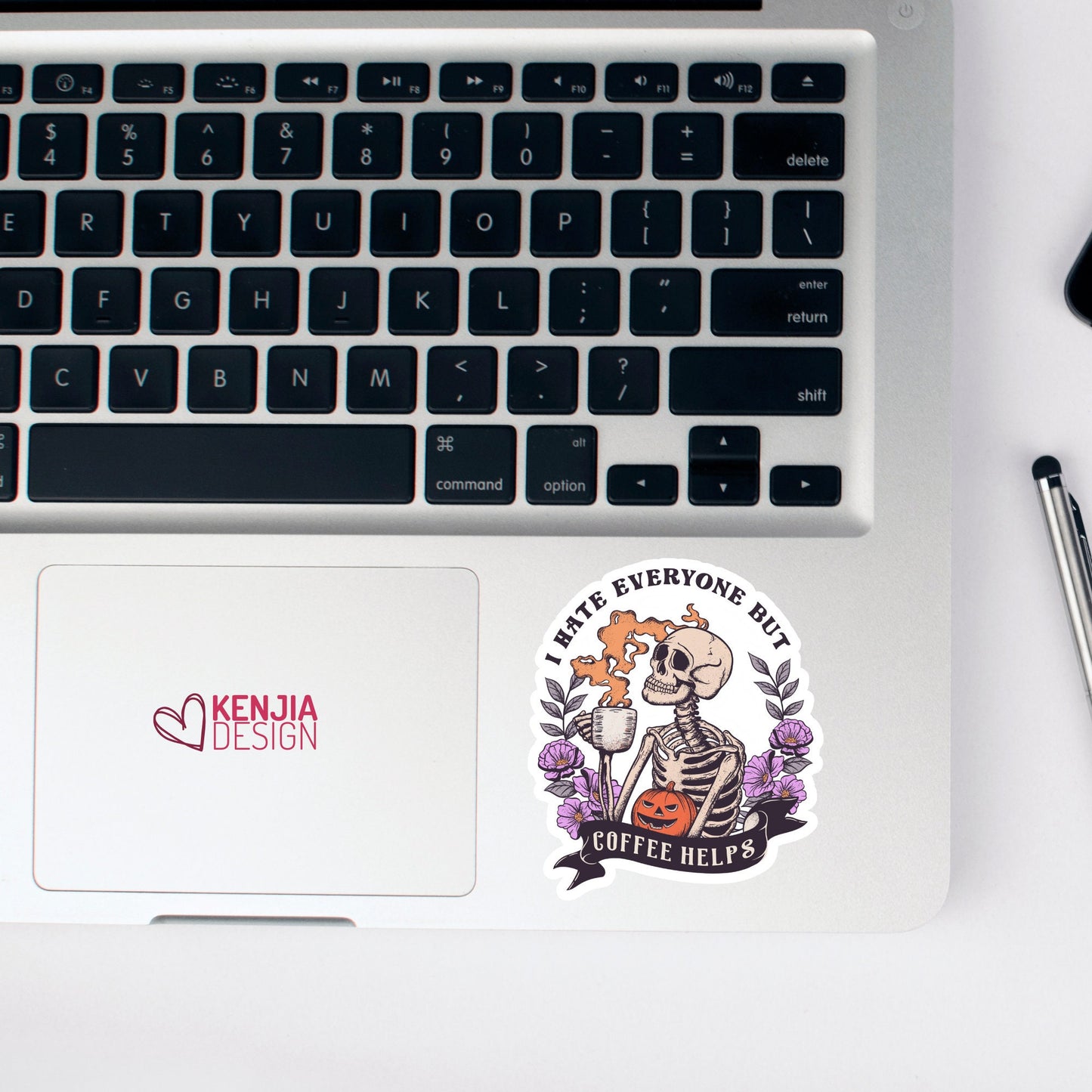 Funny Halloween Skeleton Coffee Stickers  Spooky Skull | Waterproof Sticker for Kindle Planner Laptop Water Bottle Fridge Magnet