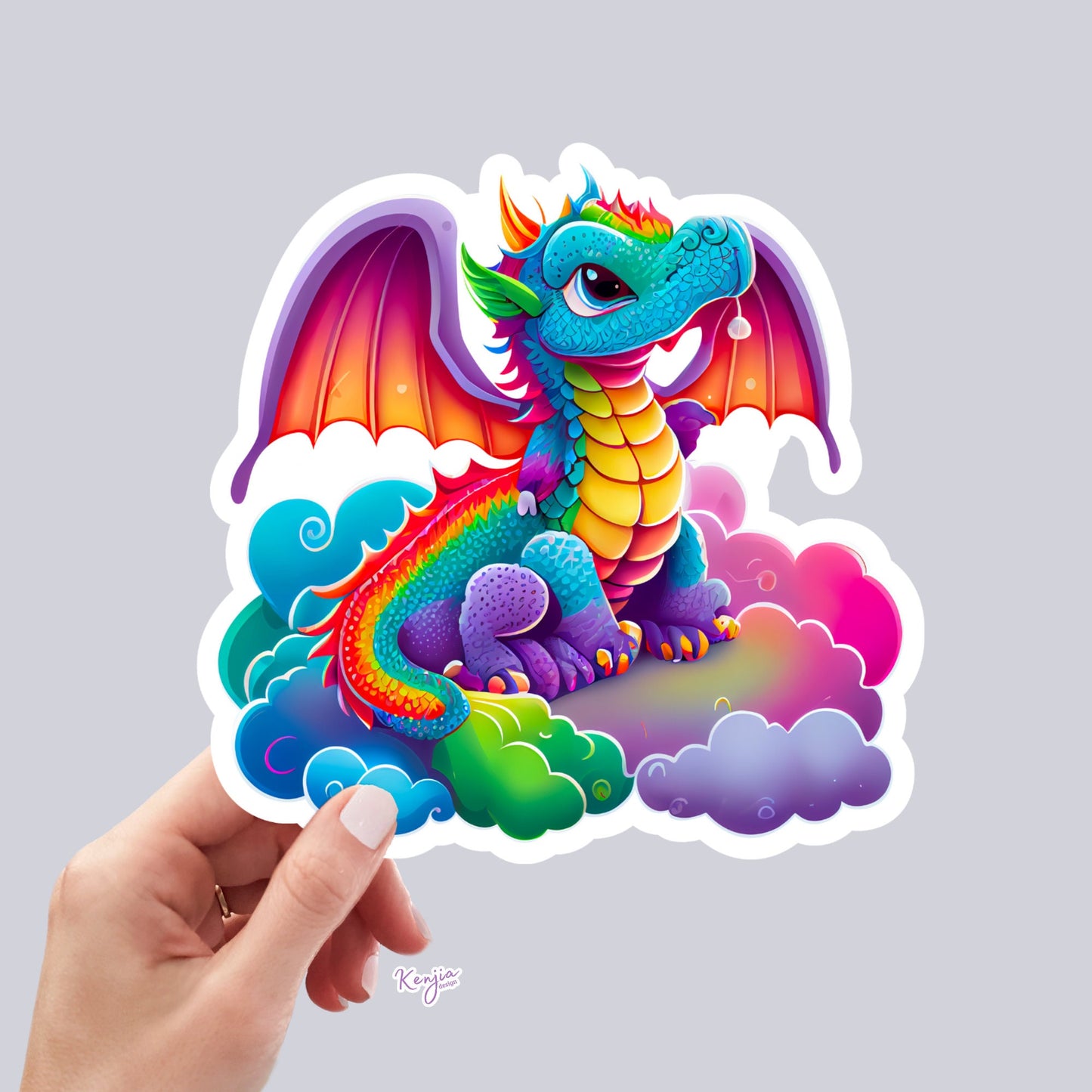 Rainbow Colorful Dragon Stickers, for gift, Waterproof Dishwasher Safe Vinyl stickers for planner, book , laptop stickers
