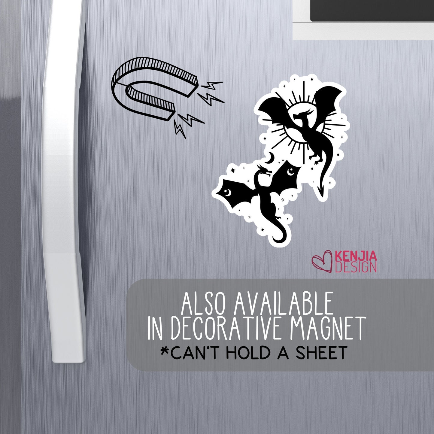 Celestial Dragons Stickers and Magnets | Fantasy Reader Waterproof Sticker | Bookish Laptop Water Bottle Black Sticker | Reader DND Stickers