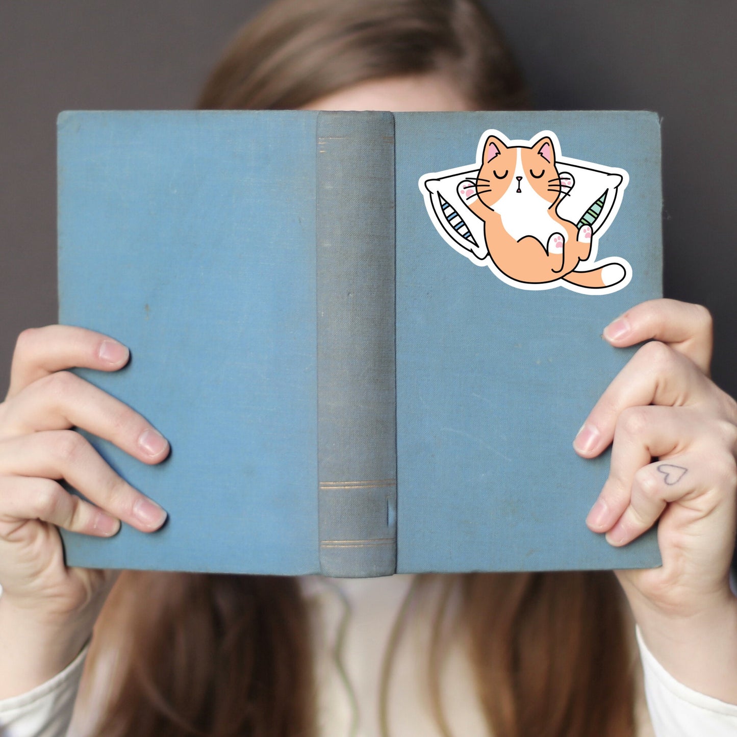 Cute Kawaii Sleeping Cat Sticker, Waterproof and Dishwasher Safe Handmade cute Vinyl Sticker for gift, planner, book and laptop stickers