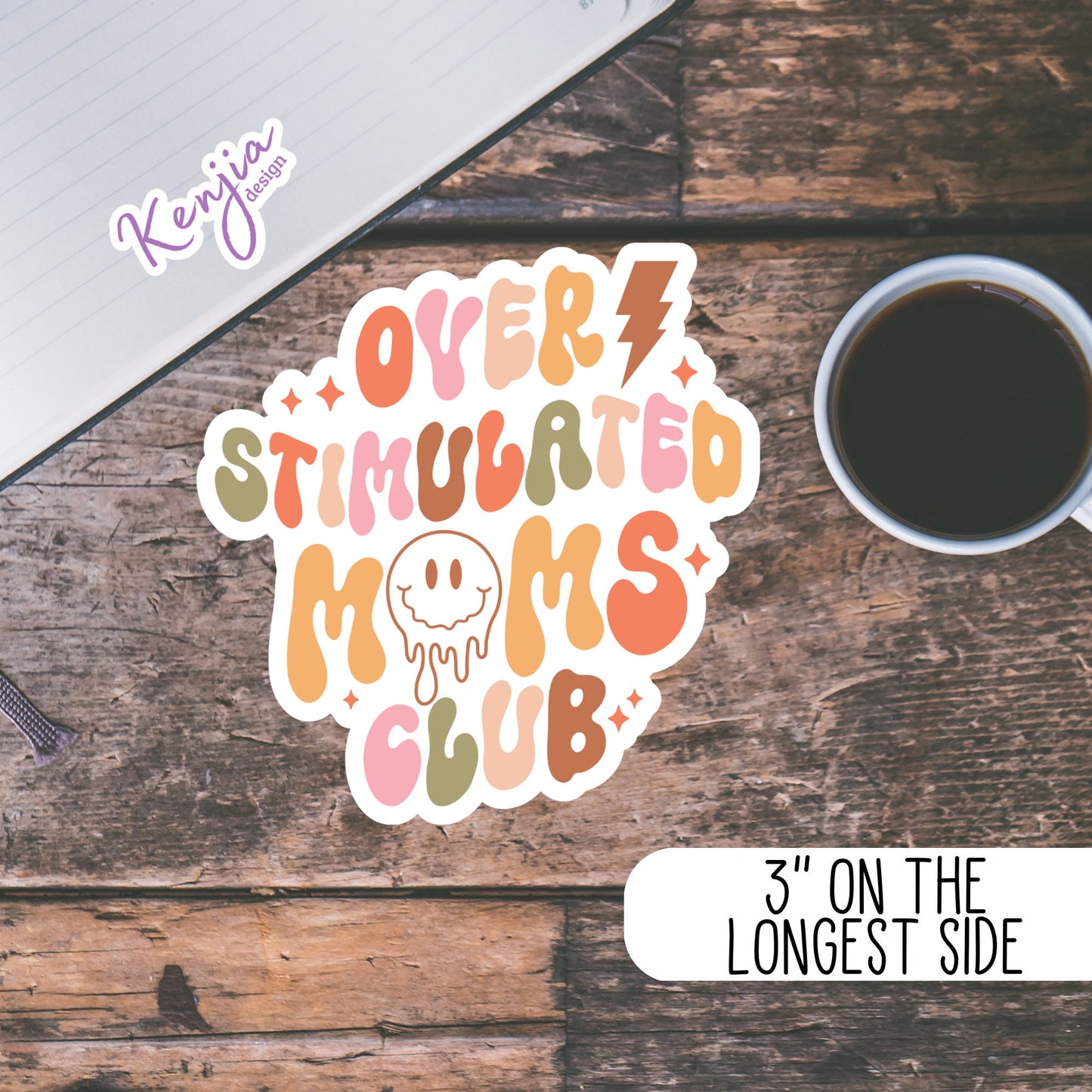 Over Stimulated Moms Club Sticker, Vinyl stickers, Waterproof and Dishwasher Safe for planner, book , laptop stickers