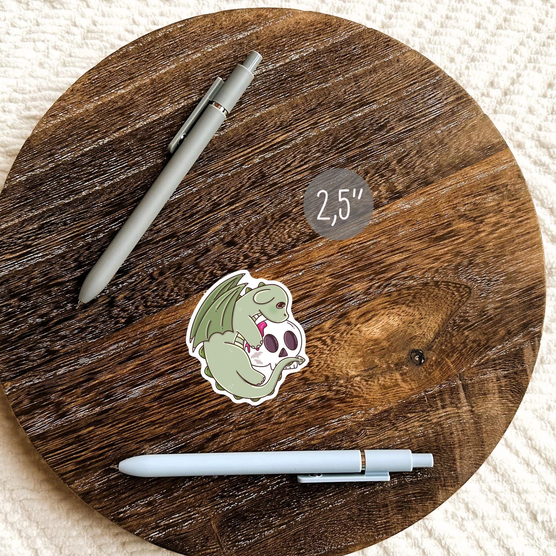 Halloween Green Dragon sticker on a planner, cute bookish spooky sticker gift for dragon lover readers