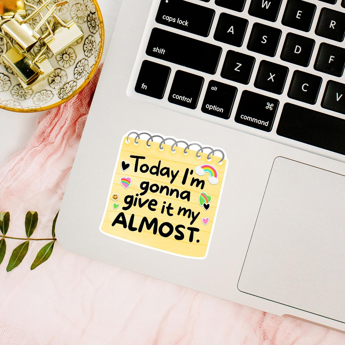 Funny Motivational Sticker / Sticky Note Gift / Lazy Humor Decal / Coworker Present Idea / Office Laptop Art / Cute Rainbow Quote