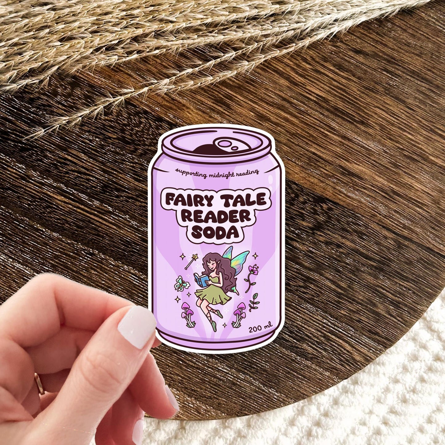 Fairy Tale Reader Soda Sticker / Fantasy Bookish Gift / Magical Girlie Decal / Book Lover Aesthetic / Dreamy Reading / Whimsical Present