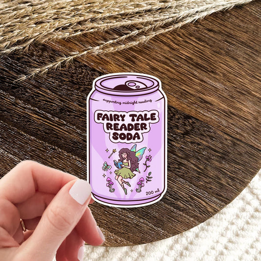 Fairy Tale Reader Soda Sticker / Fantasy Bookish Gift / Magical Girlie Decal / Book Lover Aesthetic / Dreamy Reading / Whimsical Present