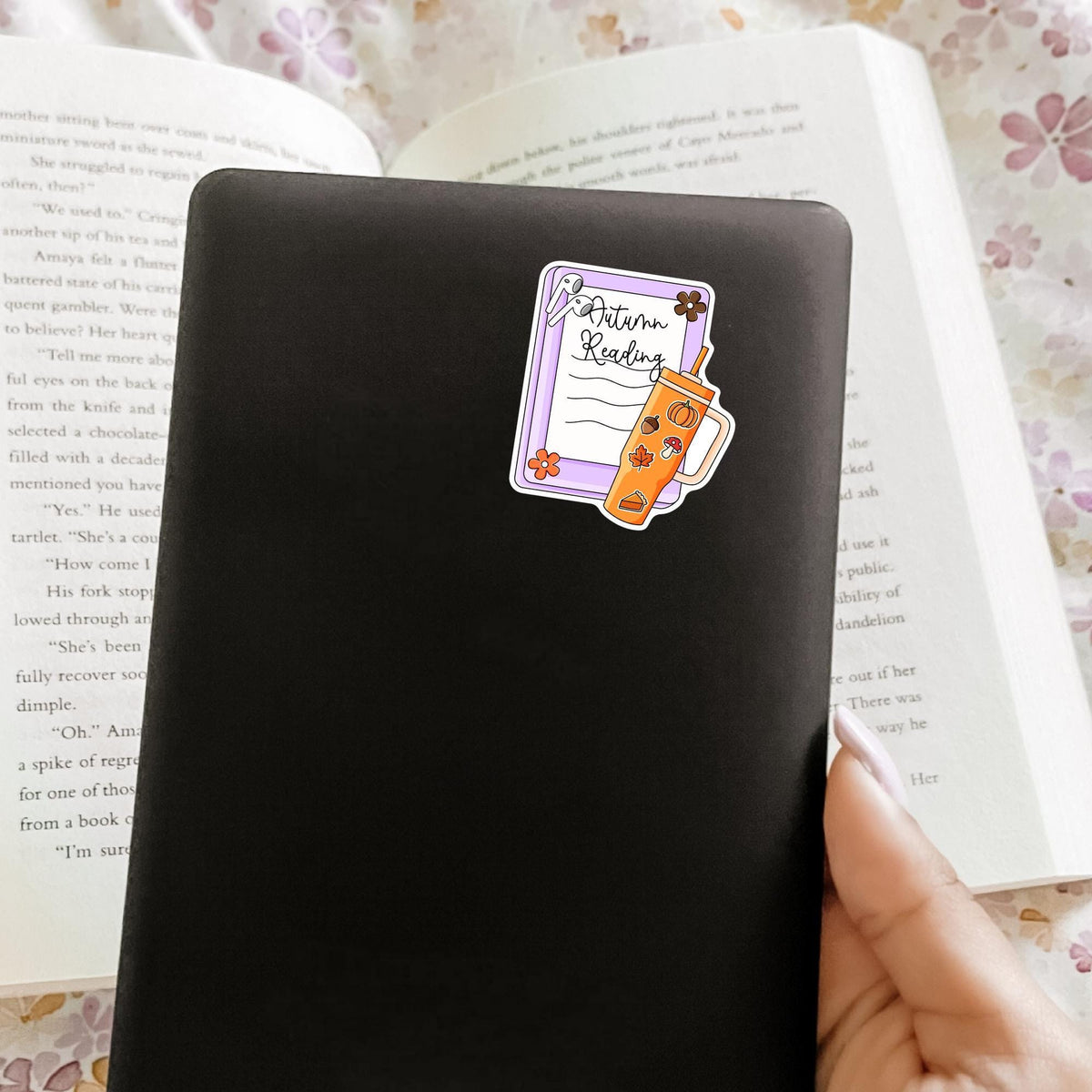Autumn Reading Kindle Sticker / Fall Bookish Gift / Reader Sticker / Book Lover Gift / Cozy Fall Reader / Autumn Book Lover Gift / Kindle