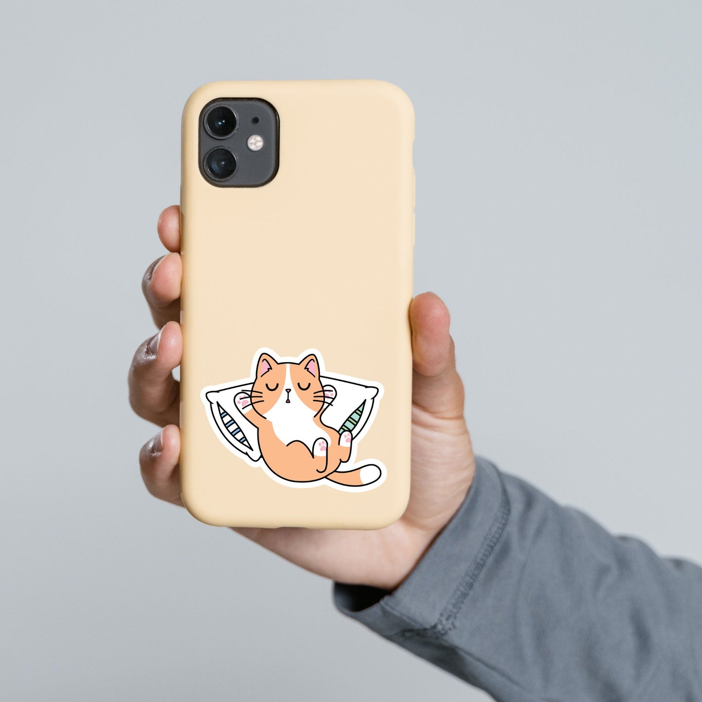 Cute Kawaii Sleeping Cat Sticker, Waterproof and Dishwasher Safe Handmade cute Vinyl Sticker for gift, planner, book and laptop stickers