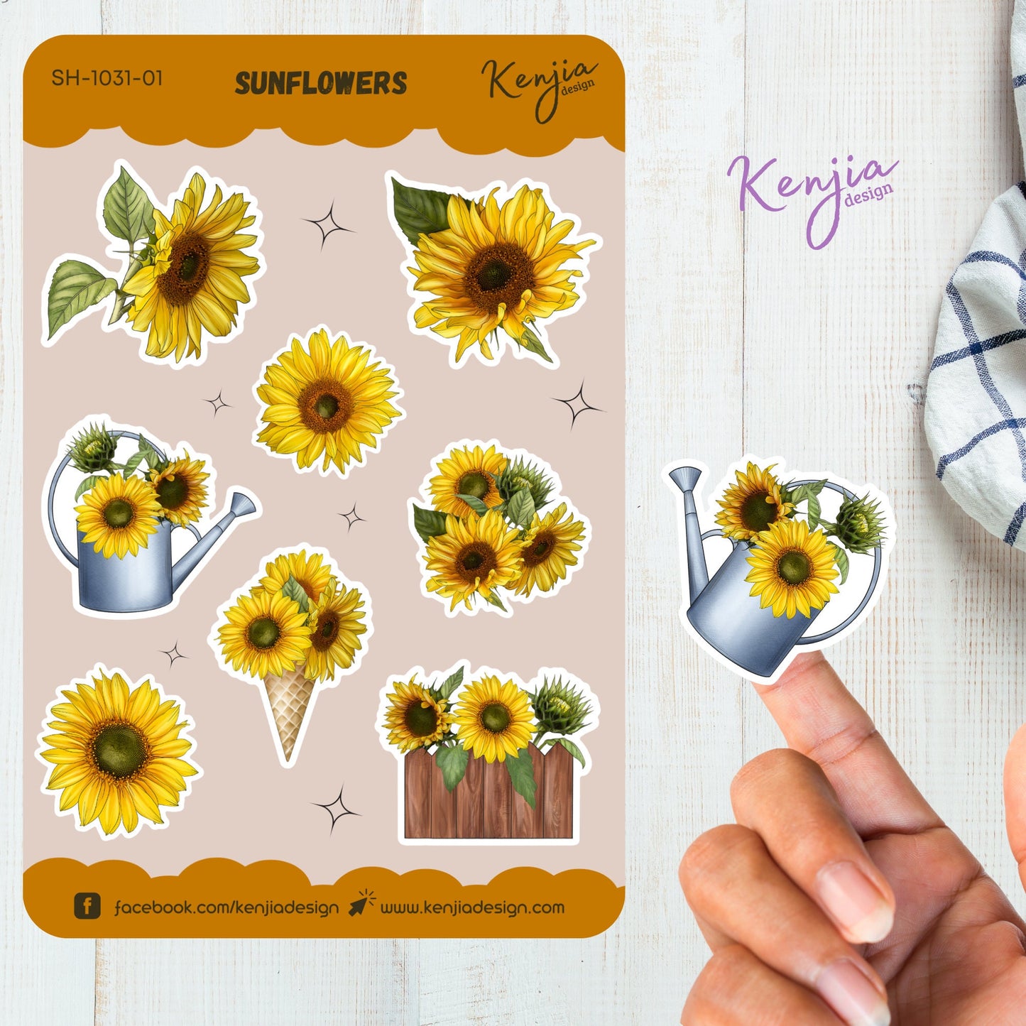 Floral Arrangements Sunflower Stickers / Sticker Sheet, Handmade cute Vinyl Sticker for gift, planner, book and laptop stickers