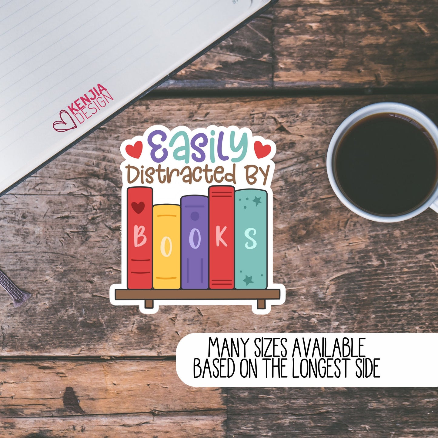 Easily Distracted by Books Stickers and Fridge Magnet, Bookish Stickers, Book Lover Gift, Kindle Stickers, Reading Stickers, Booktok Merch