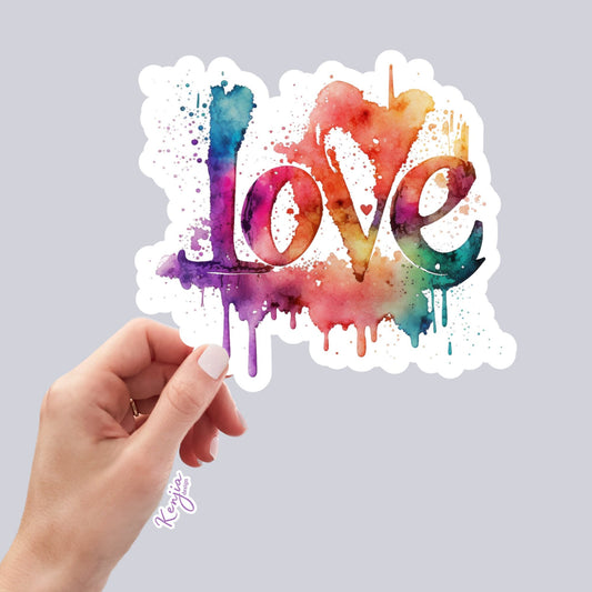 Cute handmade Love Sticker and Magnet with watercolor effect, Waterproof Vinyl Sticker for gift, planner, book, laptop stickers