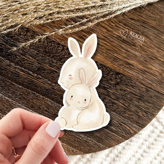 Woodland Stickers Baby Bunny With Mom Animal Stickers  / Cute Watercolor Forest Baby Shower Gifts / Greenery Woodland Boy