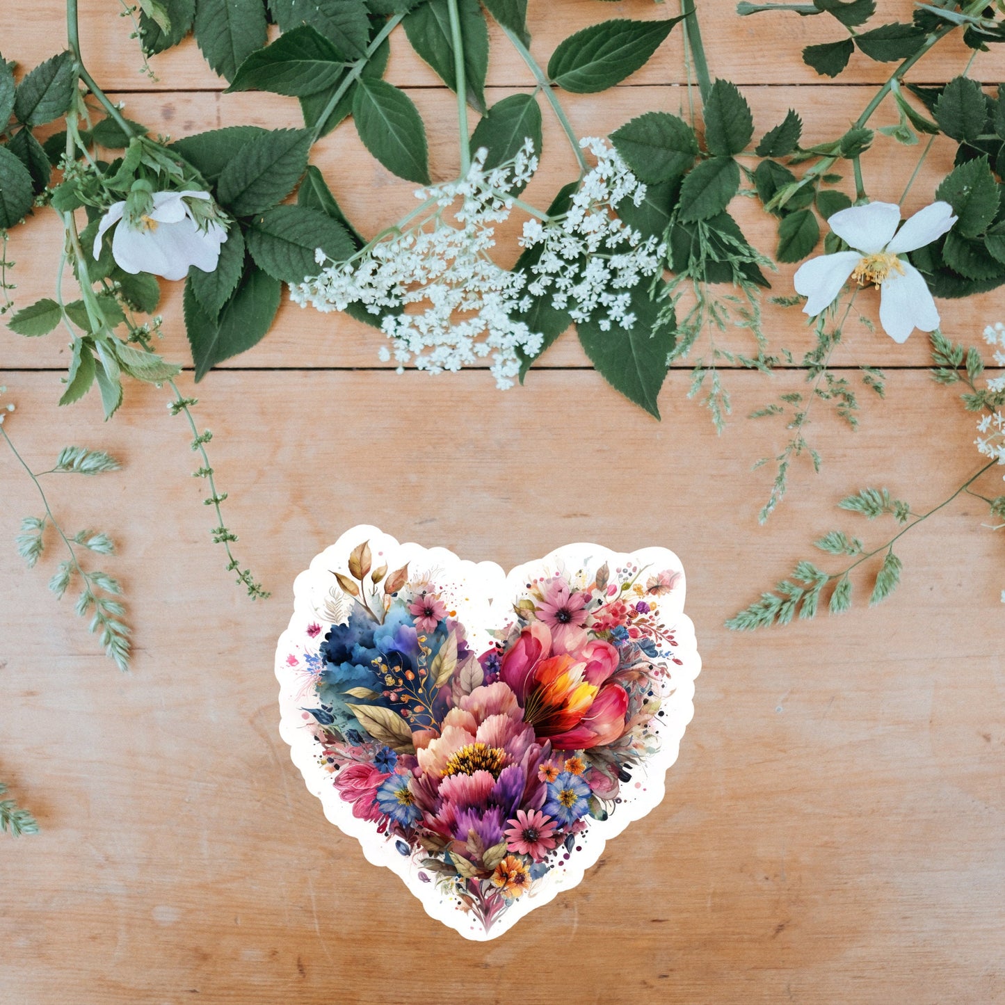 Beautiful Vintage Floral Heart, Waterproof and Dishwasher Safe Handmade cute Vinyl Sticker for gift, planner, book and laptop stickers