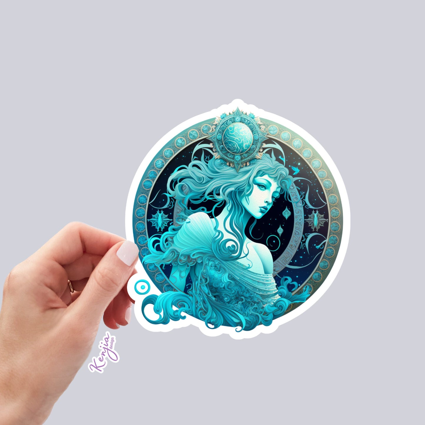 Astrology Zodiac Aquarius Sign Sticker, Waterproof and Dishwasher Safe Handmade cute Vinyl Sticker gift, planner, bumper, laptop stickers