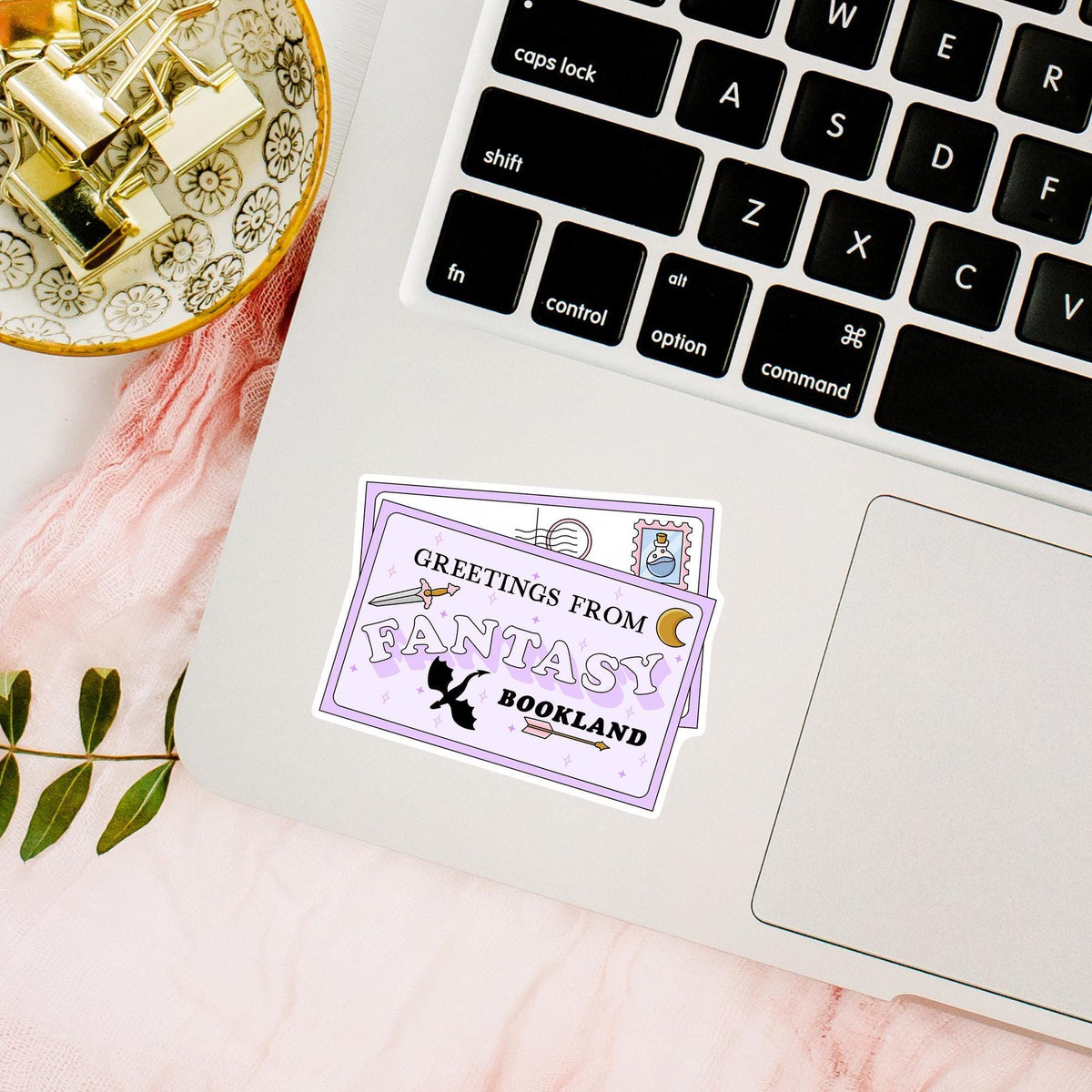 Fantasy Bookland Postcard Sticker / Bookish Gift for Her / Book Lover Decal / Reader Gift / Bookworm Decal / Fantasy Lover Gift for Her