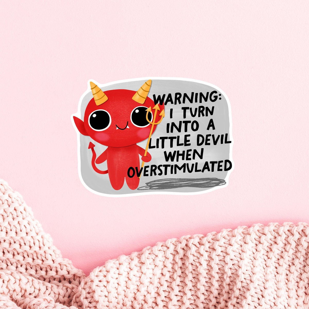 Little Devil Overstimulated Sticker / Funny Mental Health Gift / Cute Demon Decal / Sensory Overload Humor / Neurodivergent Present