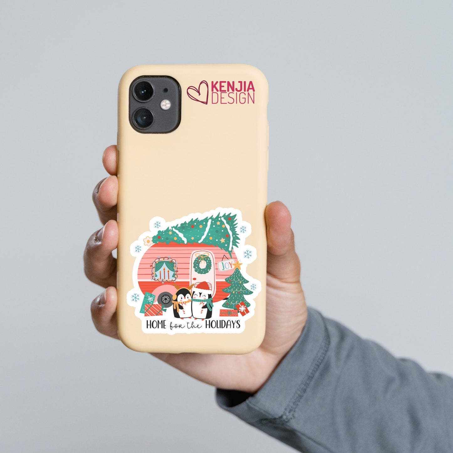 Cute Funny Christmas RV Camper Stickers  Home for the Holidays | Waterproof Sticker for Planner Laptop Water Bottle Fridge Magnet