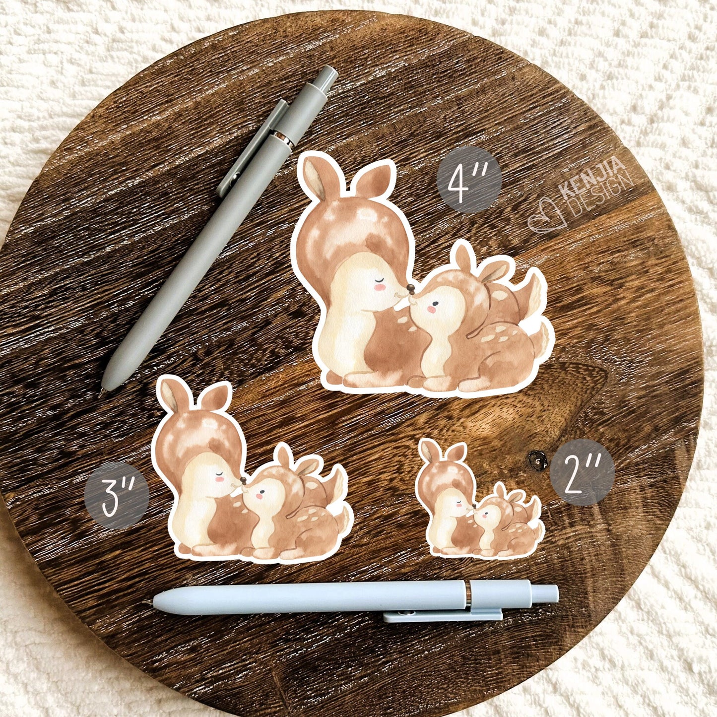Woodland Stickers Baby Deer With Mom Animal Stickers  / Cute Watercolor Forest Baby Shower Gifts / Greenery Woodland Boy