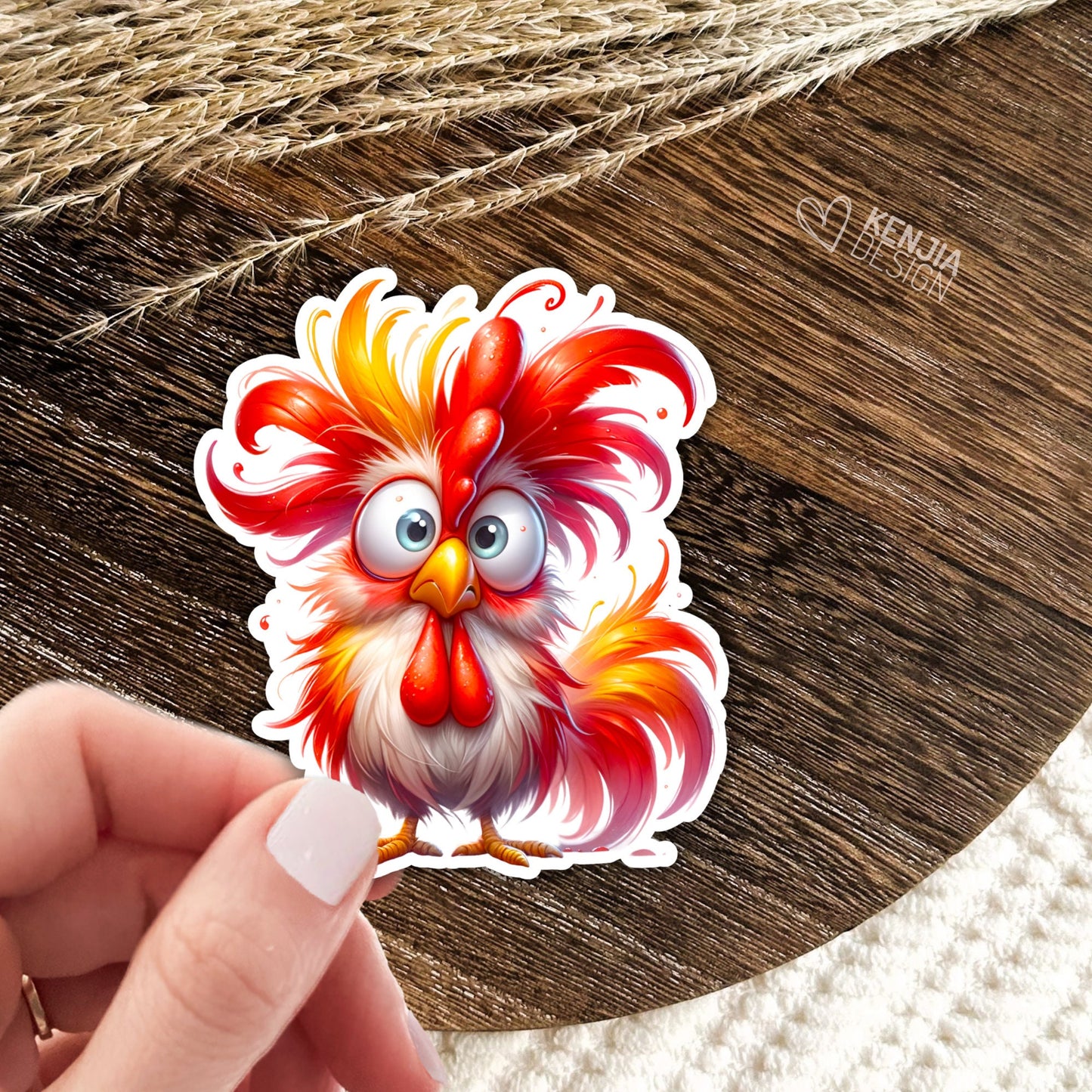 Cute Funny Crazy Rooster Chicken Stickers / Farm Life Stickers / Animals Farm Live / Farm Love Sticker For Kindle