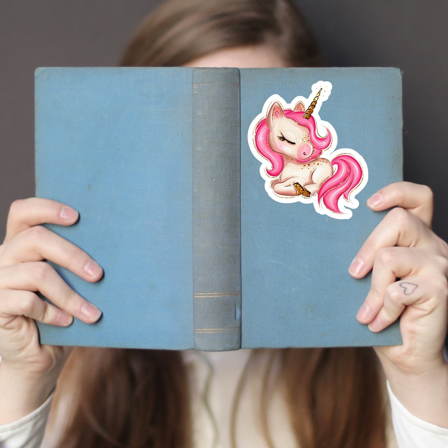 Pink Unicorn Cute Sticker, Sleeping Unicorn, Waterproof and Dishwasher Safe Handmade cute Vinyl Sticker for gift, planner, book and laptop
