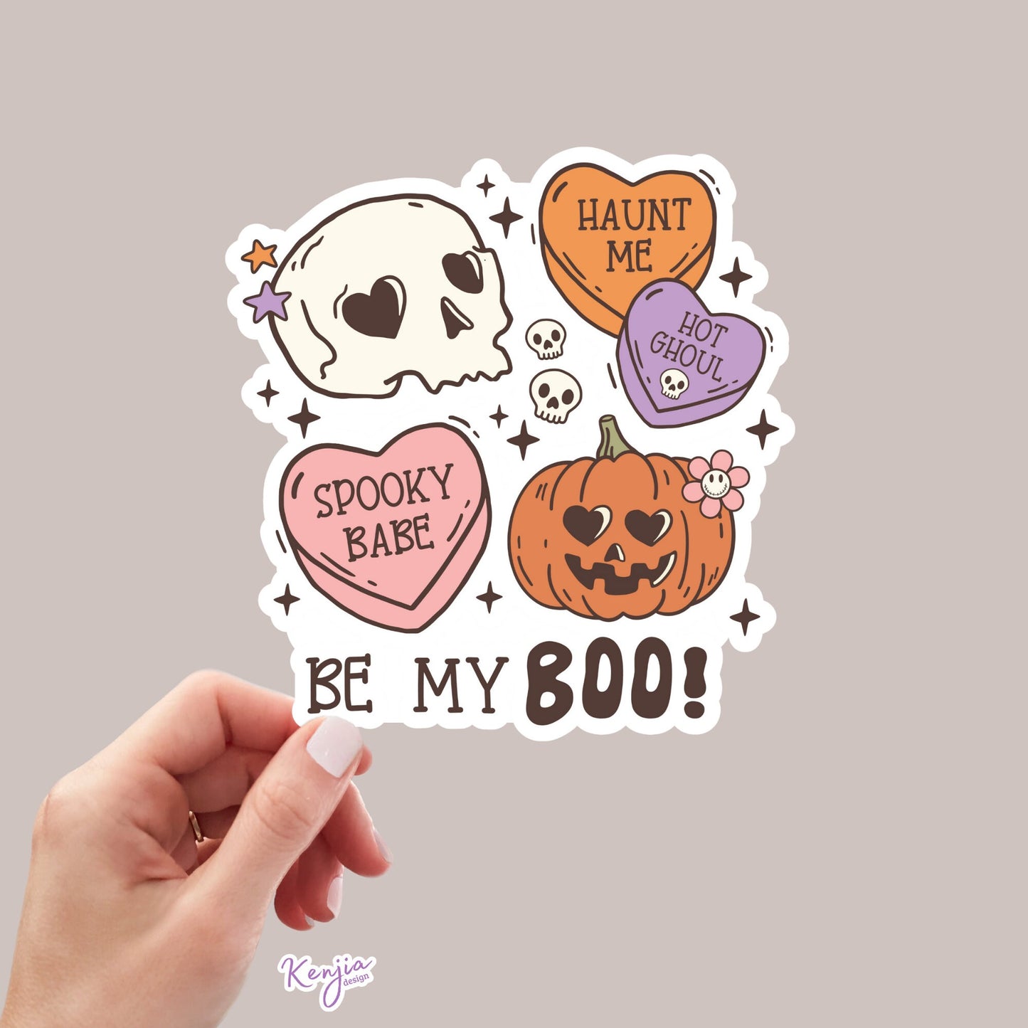 Retro Halloween Valentine Little Candy Heart Halloween Sticker and Magnet, Vinyl stickers, Waterproof stickers for planner, book , laptop