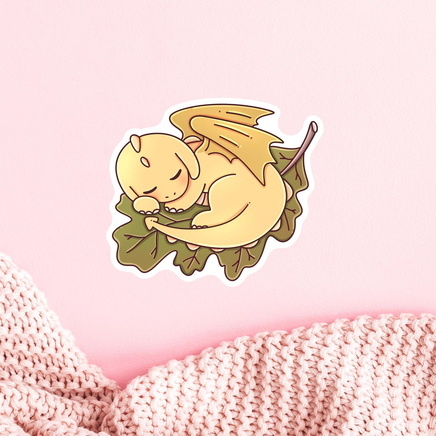 Autumn Yellow Dragon Sticker / Fall Fantasy Gift / Dragon Lover Decal / Cute Bookish Present / Cozy Season Reader / Yellow Fall Aesthetic