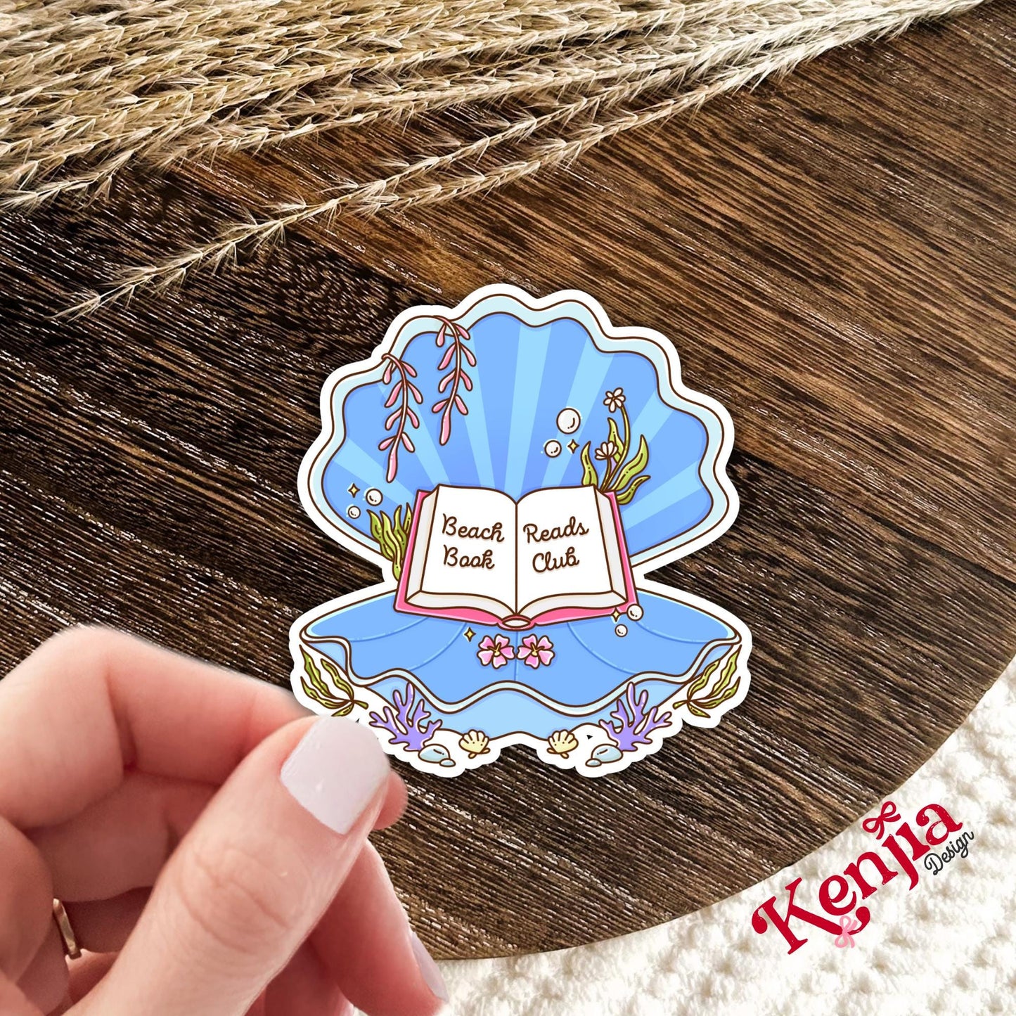 Beach Reads Club Sticker / Cute Bookish Seashell Decal / Summer Reading Sticker / Kindle Sticker / Book Lover Gift