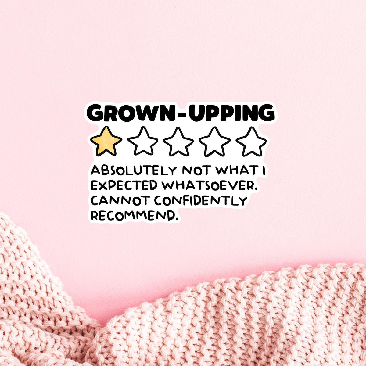 Adulting One Star Review Sticker / Funny Gag Gift / Grown Up Humor / Laptop Decal / Sarcastic Present for Her / Water Bottle Fun Idea