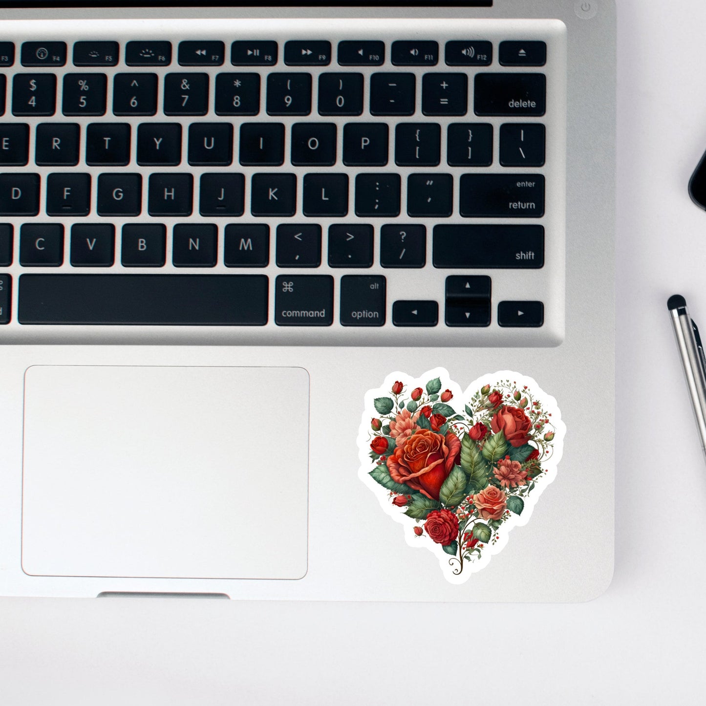 Beautiful Vintage Floral Heart, Waterproof and Dishwasher Safe Handmade cute Vinyl Sticker for gift, planner, book and laptop stickers