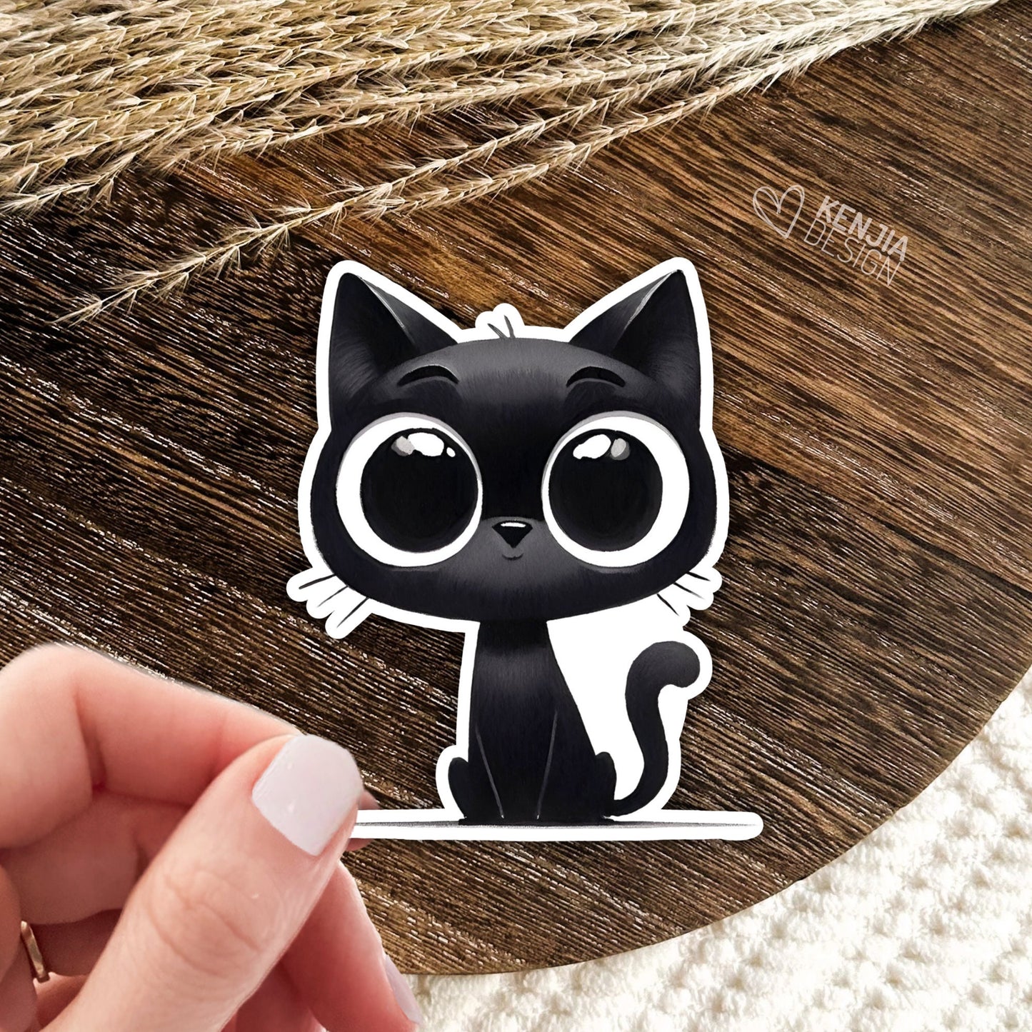 Cute Black Cat Sticker / Animal Lover / Cat Lovers / Kindle Stickers / Halloween Stickers