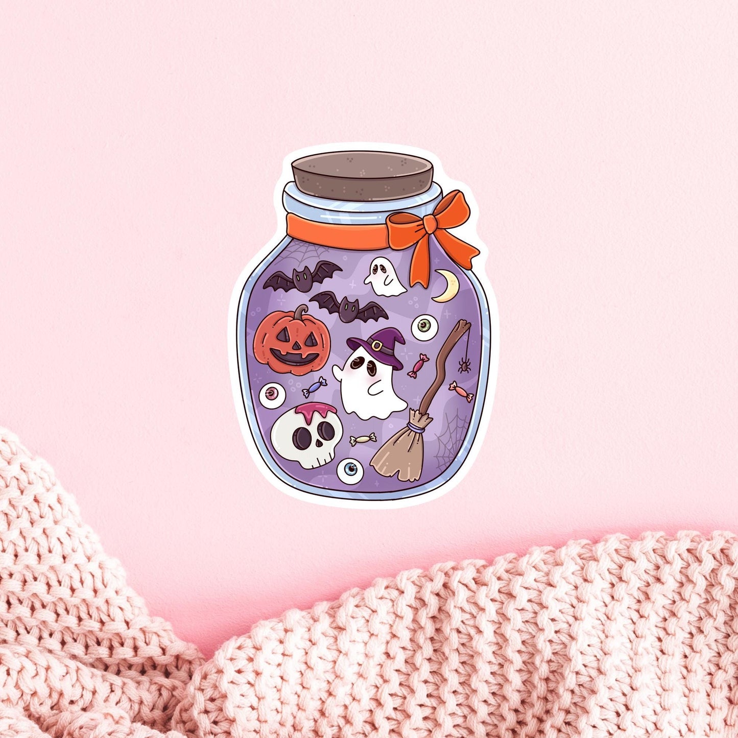 Halloween Jar Sticker / Spooky Season / Cute Creepy Decal / Witchy Vibes / Pumpkin Aesthetic / Cozy Fall Gift Idea / Haunted Kitchen