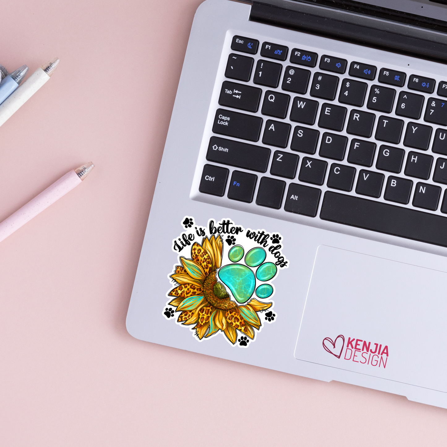 Dog Lover Stickers / Life Is Better with Dogs Stickers / Cute Dog Paw / Western Sunflower Waterproof Stickers / Animal Love