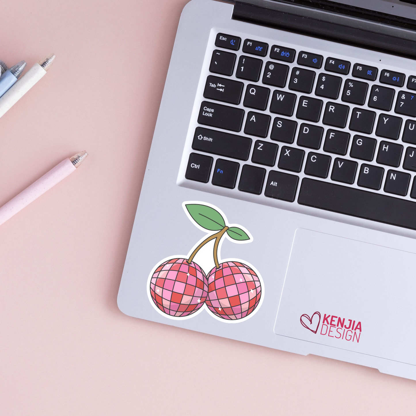 Cherry Disco Ball Stickers / Retro Groovy Dance Party Cherries / Pink Aesthetic Stickers / Fruit Waterproof Vinyl Stickers / Funky Art