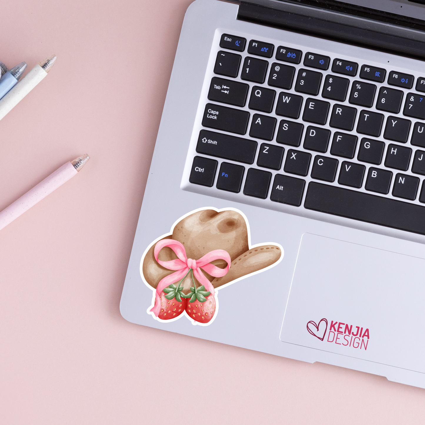 Coquette Aesthetic Cowgirl Stickers / Western Sticker / Cowgirl Hat / Cute Pink Strawberry Bow Ribbon / Girl Gifts / Cowboys Lover