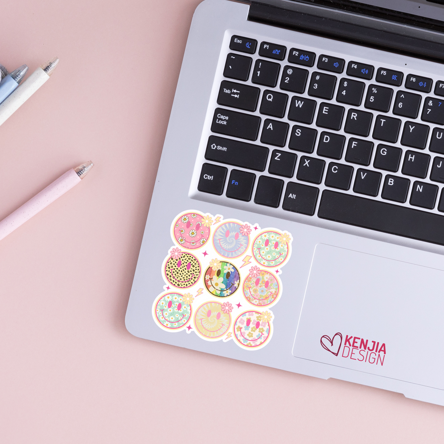 Smile Faces Stickers / Vintage Retro Groovy Stars Lightning Happy Face Sticker / Trendy Smiling Face Stickers for Kindle, Laptop