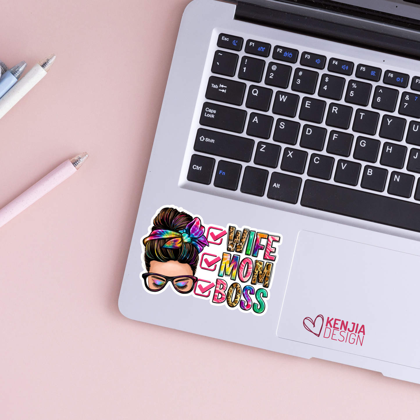 Wife Mom Boss Stickers / Messy Bun / Western Mother's Day Gifts / Mama Funny Quote /  Mom Life / Motherhood Stickers