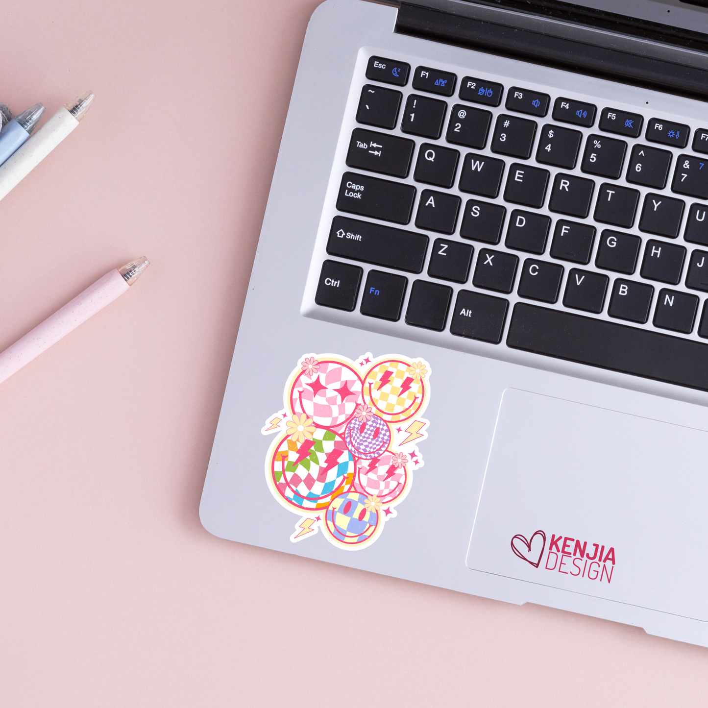 Smile Faces Stickers / Vintage Retro Groovy Stars Lightning Happy Face Sticker / Trendy Smiling Face Stickers for Kindle, Laptop