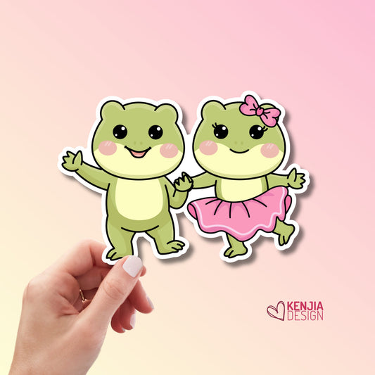 Cute Kawaii Frog Dancing Seance Stickers , Frog Stickers, Funny Animal Meme Sticker, Trendy Stickers, Toad Coattagecore